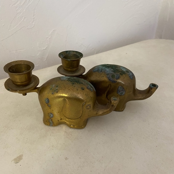 Vintage Brass Baby Elephant Candle Holders - Picture 4 of 7